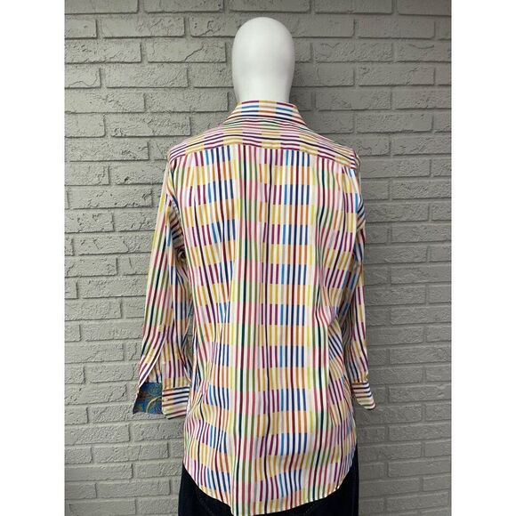 Riscatto Men Multicolored Striped Long Sleeve Woven Dress Shirt Size XL - Picture 7 of 8